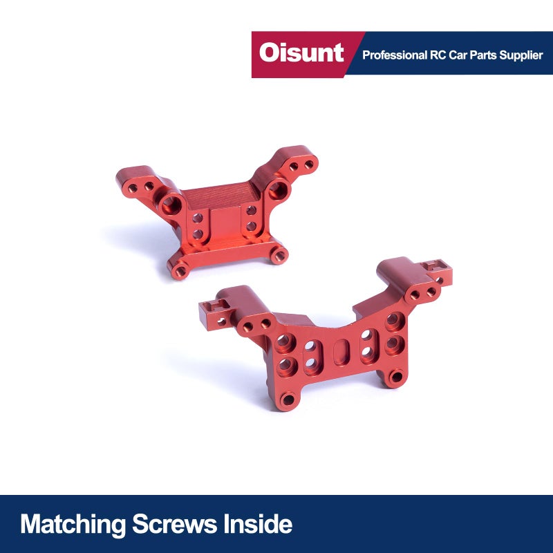 أجزاء برج الصدمات من الألومنيوم Oisunt 2p لـ Hyper GO/Jetwood/Bezgar/HAIBOXING/DEERC 1/16th RC ترقيات السيارة، ملحق استبدال أمامي وخلفي للصدمات (رمادي) - Image 4